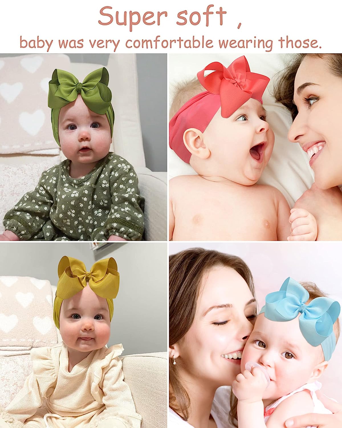 doboi 20pcs Baby Girl Bows Baby Headbands 6Inches Hair Accessories Infant Newborn Toddler Baby Bows and Nylon Headbands Big Bows for Baby Girls - Image 7